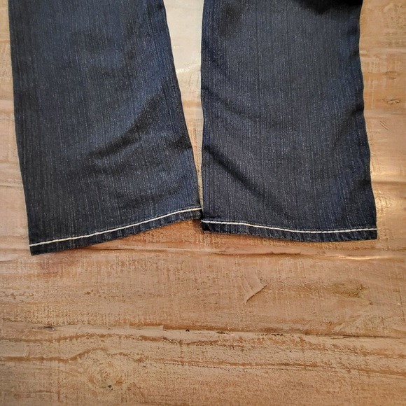 Nesso Denim Jeans Womens Sz 14 Thick Stitching Blue Dark Wash Distressed Stretch - Picture 10 of 10